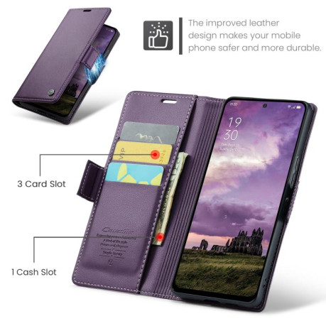 Чохол-книжка CaseMe 023 Butterfly Buckle Litchi Texture RFID Anti-theft Leather для OPPO Reno13 - фіолетовий