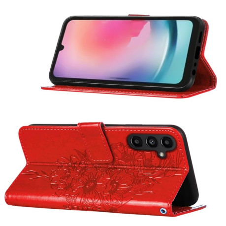 Чехол-книжка Embossed Butterfly для Samsung Galaxy A15 - красный