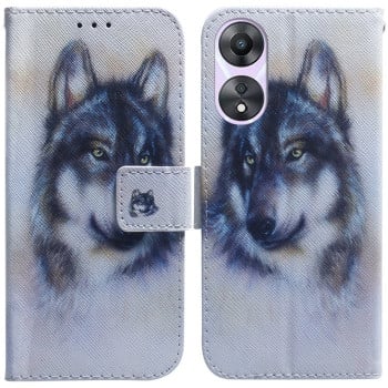 Чехол-книжка Coloured Drawing для OPPO A78 4G - Wolf