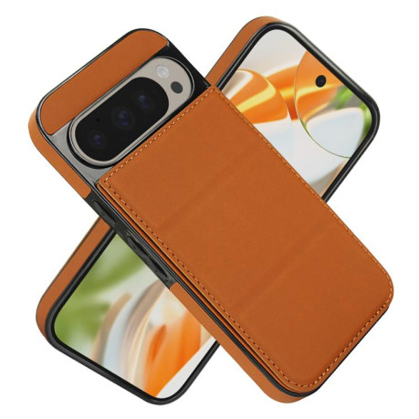 Протиударний чохол Tri-fold Holder Leather Phone Case with Card Slot для Google Pixel 9 / 9 Pro - коричневий