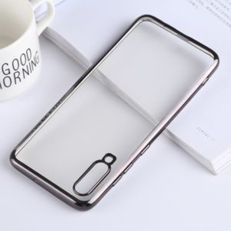 Ультратонкий силиконовый  чехол Electroplating Soft на Samsung Galaxy A70-черный