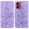 Чехол-книжка Lily Embossed Leather для Motorola Moto G05 / E15 - фиолетовый