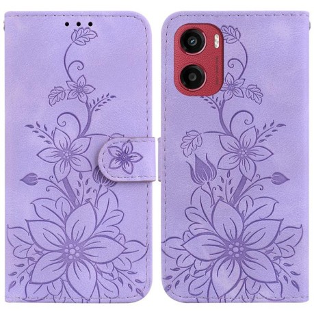 Чехол-книжка Lily Embossed Leather для Motorola Moto G05 / E15 - фиолетовый