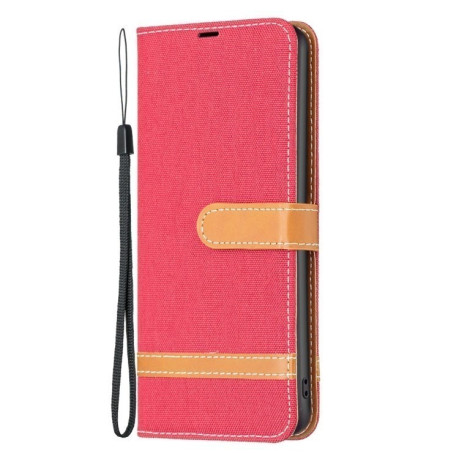 Чохол-книжка Color Matching Denim Texture на Samsung Galaxy S25 5G - червоний