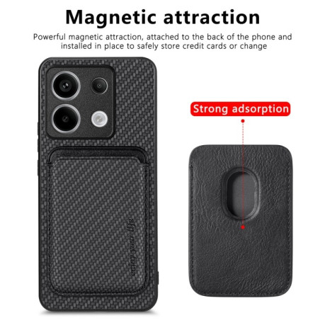 Чехол Carbon Fiber Leather Card Magnetic на Xiaomi Redmi Note 13 Pro 5G/Poco X6 5G - черный