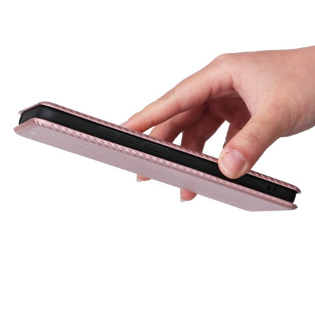 Чохол-книжка Carbon Fiber Texture на Xiaomi Redmi Poco C55/Redmi 12C/11A- рожевий