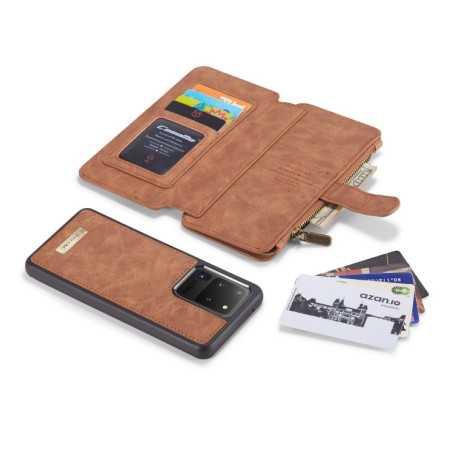 Кожаный чехол-кошелек CaseMe на Samsung Galaxy S20 Ultra - коричневый