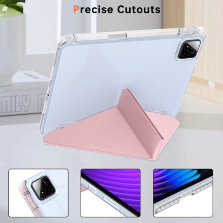 Чехол-книжка Clear Acrylic Demation Leather для Xiaomi Pad 7 / 7 Pro - розовый