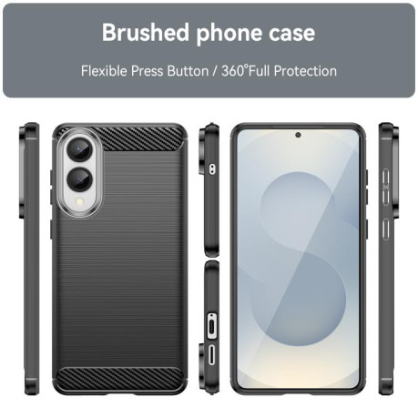 Протиударний чохол Brushed Texture Carbon Fiber для Samsung Galaxy S25 Edge 5G - чорний
