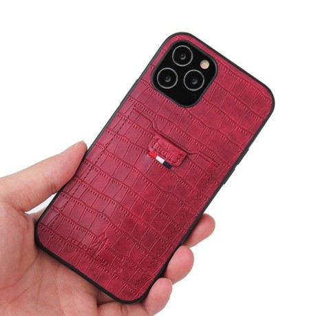 Протиударний чохол Fierre Shann Crocodile Texture для iPhone 12 Pro Max - червоний