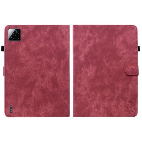 Чехол-книжка Embossed Tiger Pattern Leather для Xiaomi Pad 7 / Pad 7 Pro - красный
