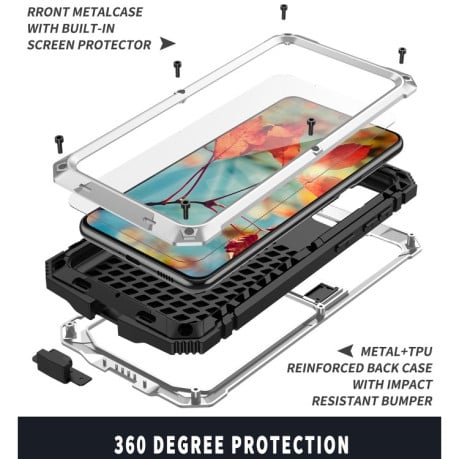 Противоударный металлический чехол R-JUST Dustproof на Samsung Galaxy S21 - серебристый