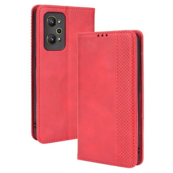 Чоловіча книга Magnetic Buckle Retro Crazy Horse Texture для   Realme GT Neo 3T/GT Neo2/GT2 - червоний