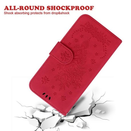 Чохол-книжка Butterfly Rose Embossed для Xiaomi Redmi Note 14 4G 164.48mm - червоний