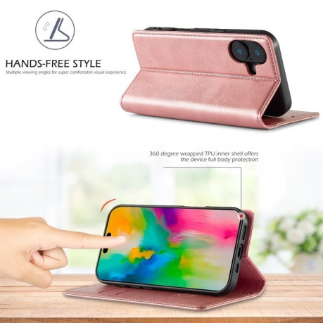 Чехол-книжка LCIMEEKE Strong для iPhone 16 - розовое золото