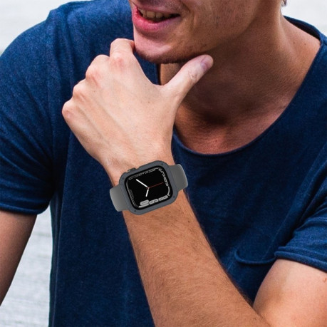 Противоударная накладка с защитным стеклом 2 in 1 Screen для Apple Watch Series 8 / 7 45mm - серый