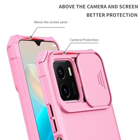 Протиударний чохол Stereoscopic Holder Sliding для Vivo Y15s/Y15a - рожевий