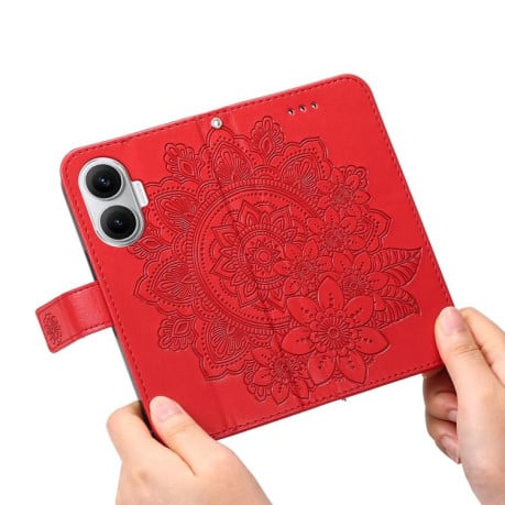 Чехол-книжка 7-petal Flowers Embossing для Xiaomi Poco F7 - червоний