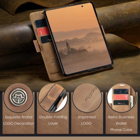 Чехол-книжка CaseMe-013 Multifunctional на Samsung Galaxy Fold 7 - коричневый