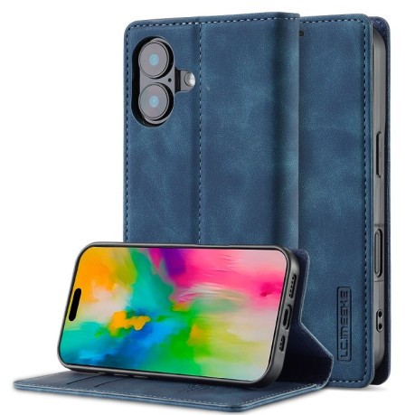 Чехол-книжка LCIMEEKE Strong для iPhone 16 Plus - синий
