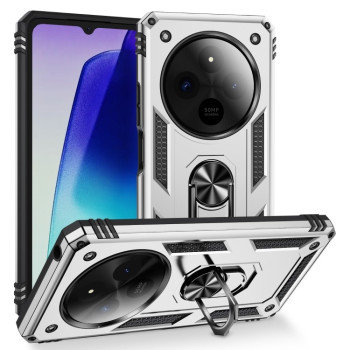 Чохол HMC з поворотним 360 тримачем на Xiaomi Redmi 14C 4G/Poco C75/Redmi A4 5G - сріблястий