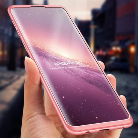 Протиударний чохол GKK Three Stage Splicing Full Coverage на Samsung Galaxy S10 E-рожеве золото