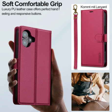 Чохол-книжка LCIMEEKE L2 Series Detachable Magsafe для iPhone 16 Plus - червоний