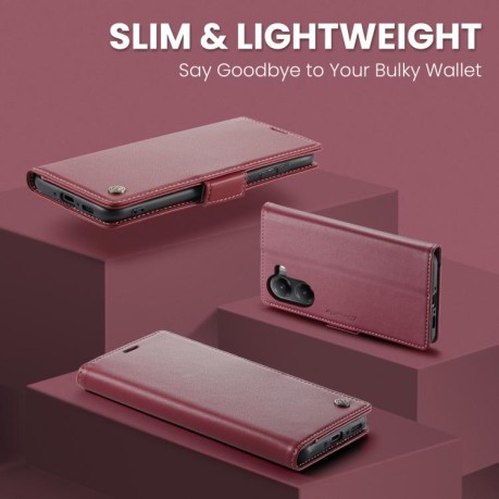 Чохол-книжка CaseMe 023 Butterfly Buckle Litchi Texture RFID Anti-theft Leather для Xiaomi Poco X7 Pro - червоний