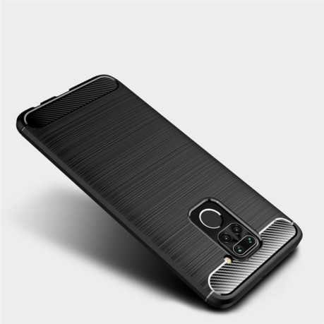 Чехол Brushed Texture Carbon Fiber на Xiaomi Redmi 10X / Note 9 - черный