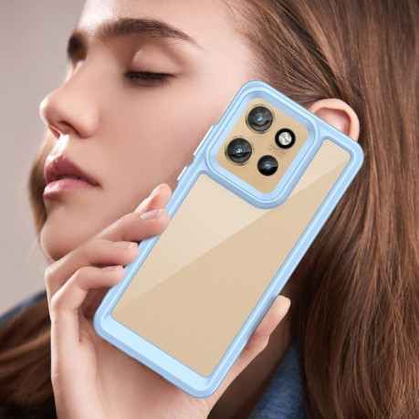 Противоударный чехол  Colorful Acrylic Series с цветной силиконовой боковиной на Motorola Edge 50 Neo - синий