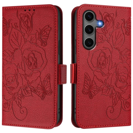 Чехол-книжка Magnetic RFID Anti-theft Leather для Samsung Galaxy S25+ 5G - красный