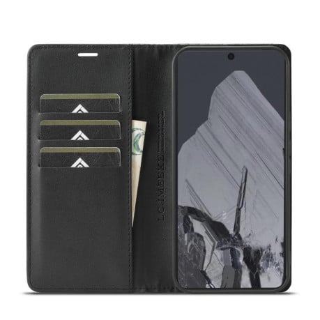 Чохол-книжка LC.IMEEKE з фактурою Carbon Fiber на Google Pixel 10 / 10 Pro - Black