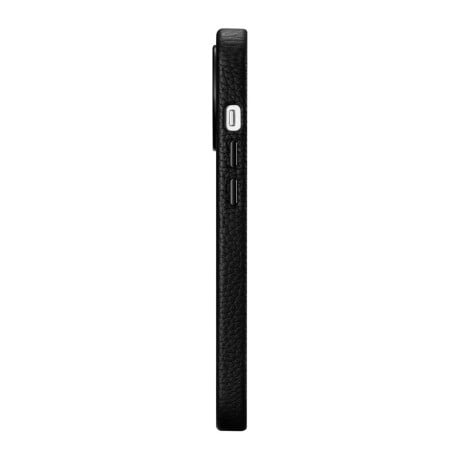 Кожаный чехол iCarer Litchi Premium для iPhone 14 Pro - черный