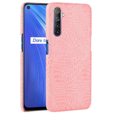 Ударопрочный чехол Crocodile Texture на Realme 6 - розовый