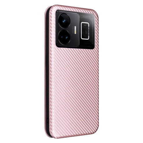 Чохол-книжка Carbon Fiber Texture на Realme GT Neo 5 5G / GT3 5G- рожевий