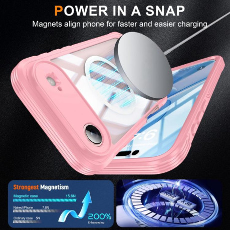 Двосторонний противоударный чехол Life Waterproof MagSafe Magnetic Rugged для iPhone Air - розовый