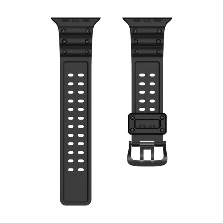 Силіконовий ремінець Waterproof Double Buckle для Apple Watch 10 46mm/Ultra 49mm / Series 8/7 45mm / 44mm / 42mm - чорний