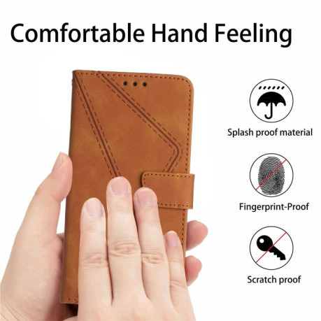 Чехол-книжка Stitching Embossed Leather для Motorola Edge 60 - коричневый