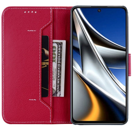 Чехол-книжка Litchi RFID Leather для Xiaomi Poco X4 Pro 5G - красный