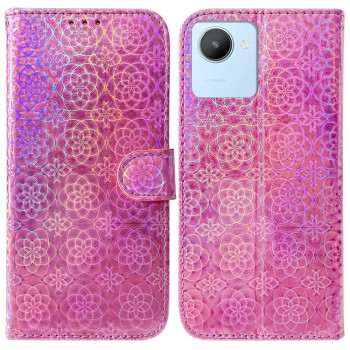 Чохол-книжка з кольоровою обкладинкою та магнітною застібкою Colorful Magnetic Buckle на Realme C30 - рожевий