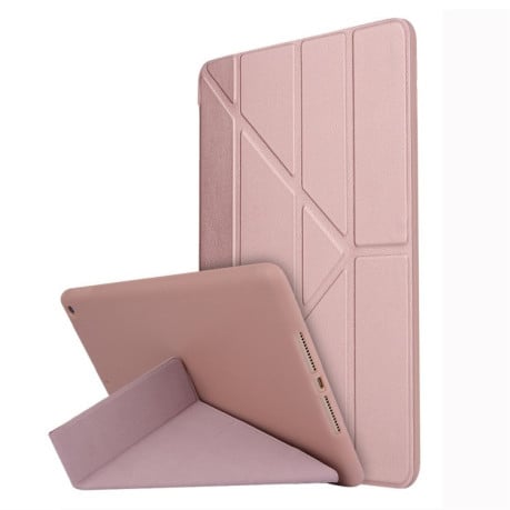 Чехол- книжка Solid Color Trid-fold Deformation Stand на iPad 9/8/7 10.2 (2019/2020/2021) -розовое золото