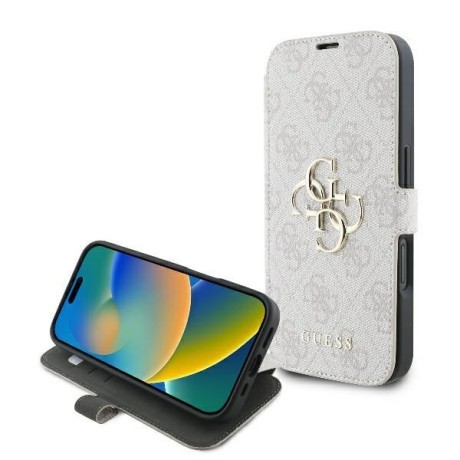 Оригінальний чохол-книжка Guess 4G Metal Logo для iPhone 16 - Pink