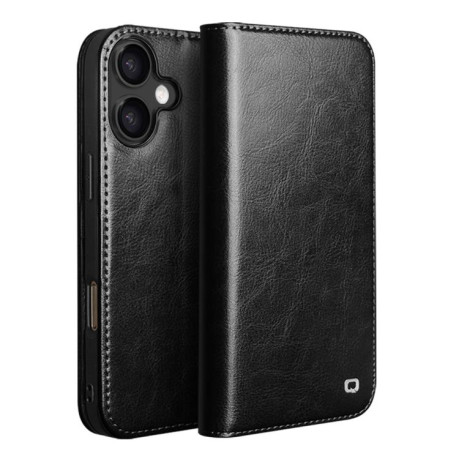 Чехол-книжка QIALINO Classic с натуральной кожи на iPhone 17 - черный