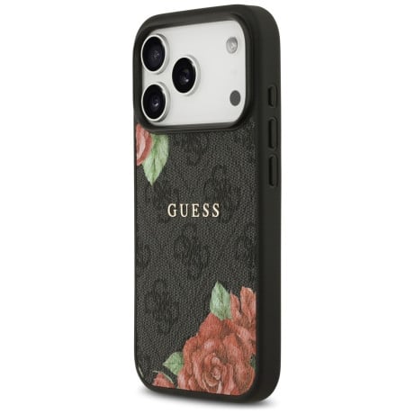 Оригинальный чехол Guess 4G Flowers Print с MagSafe на iPhone 17 Pro Max - black