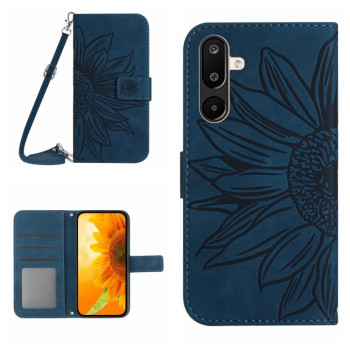 Чохол-книжка Skin Feel з малюнком соняшника на Samsung Galaxy F16 5G / M16 5G - синій