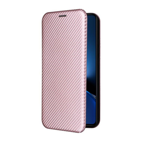 Чехол-книжка Carbon Fiber Texture на Xiaomi Poco X7 Pro / Xiaomi Redmi Turbo 4 - розовый