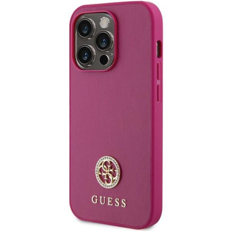 Оригинальный чехол Guess Strass Metal для iPhone 15 Pro - pink(GUHCP15LPS4DGPP)