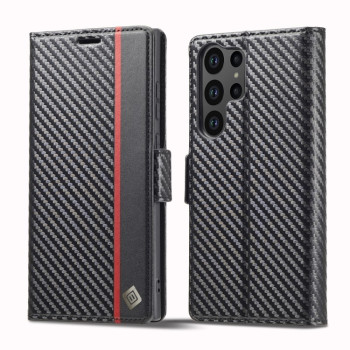Чохол-книжка LCIMEEKE Carbon Fiber  для Samsung Galaxy S25 Ultra 5G - Black