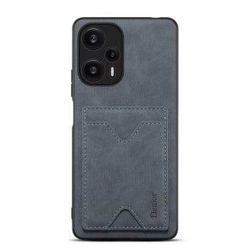 Противоударный чехол Denior PU Back Cover Card для Xiaomi Redmi Note 12 Turbo / Poco F5 - серый