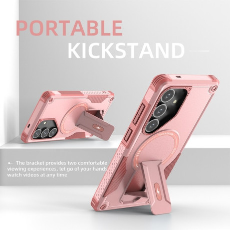 Протиударний чохол MagSafe Holder Armor PC Hybrid  для Samsung Galaxy S24+ 5G / S25+ 5G - рожевий